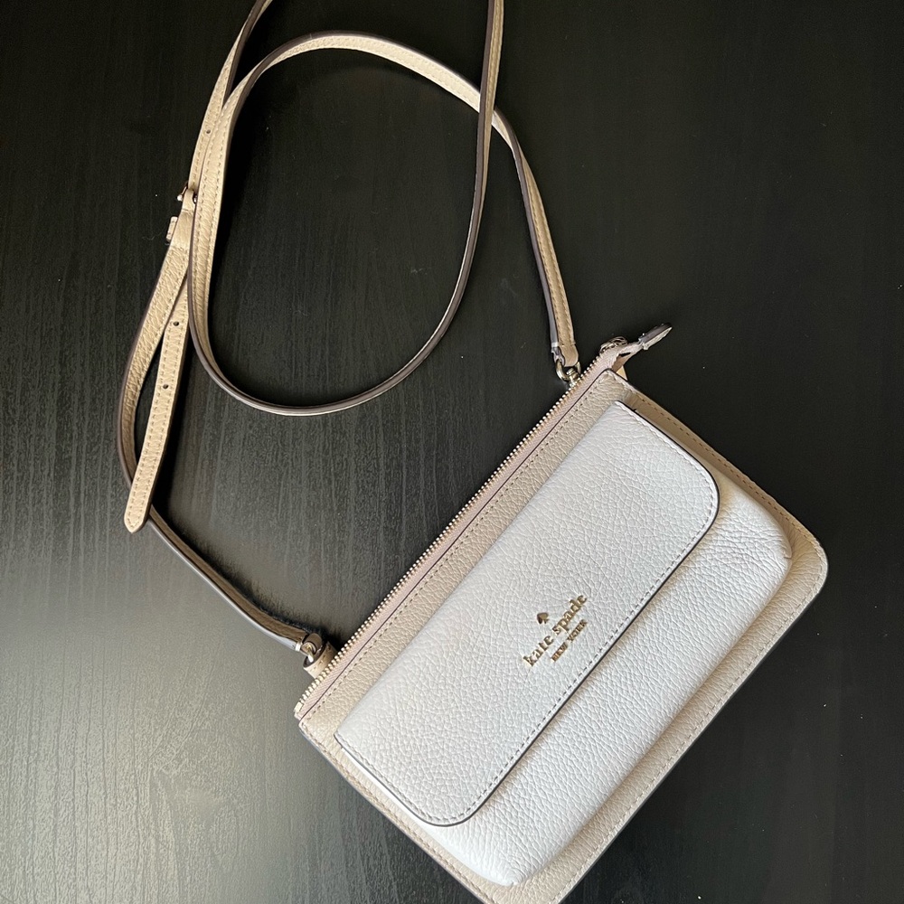 Kate Spade Leila White and Tan Crossbody Bag